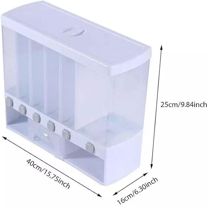 Plastic 6 Grid Food Dispenser/Multifunction Household Rice Bucket Plastic 6 Grid Food Dispenser/Multifunction Household Rice Bucket